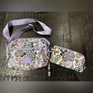 Vera Bradley Messenger / Crossbody Bag with Matching Wristlet/Wallet